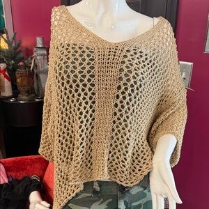 Sheer gold metallic sweater